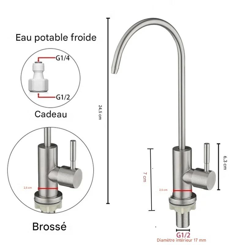 Robinet cuisine acier 304 pour eau purifiée 360° – Image 6