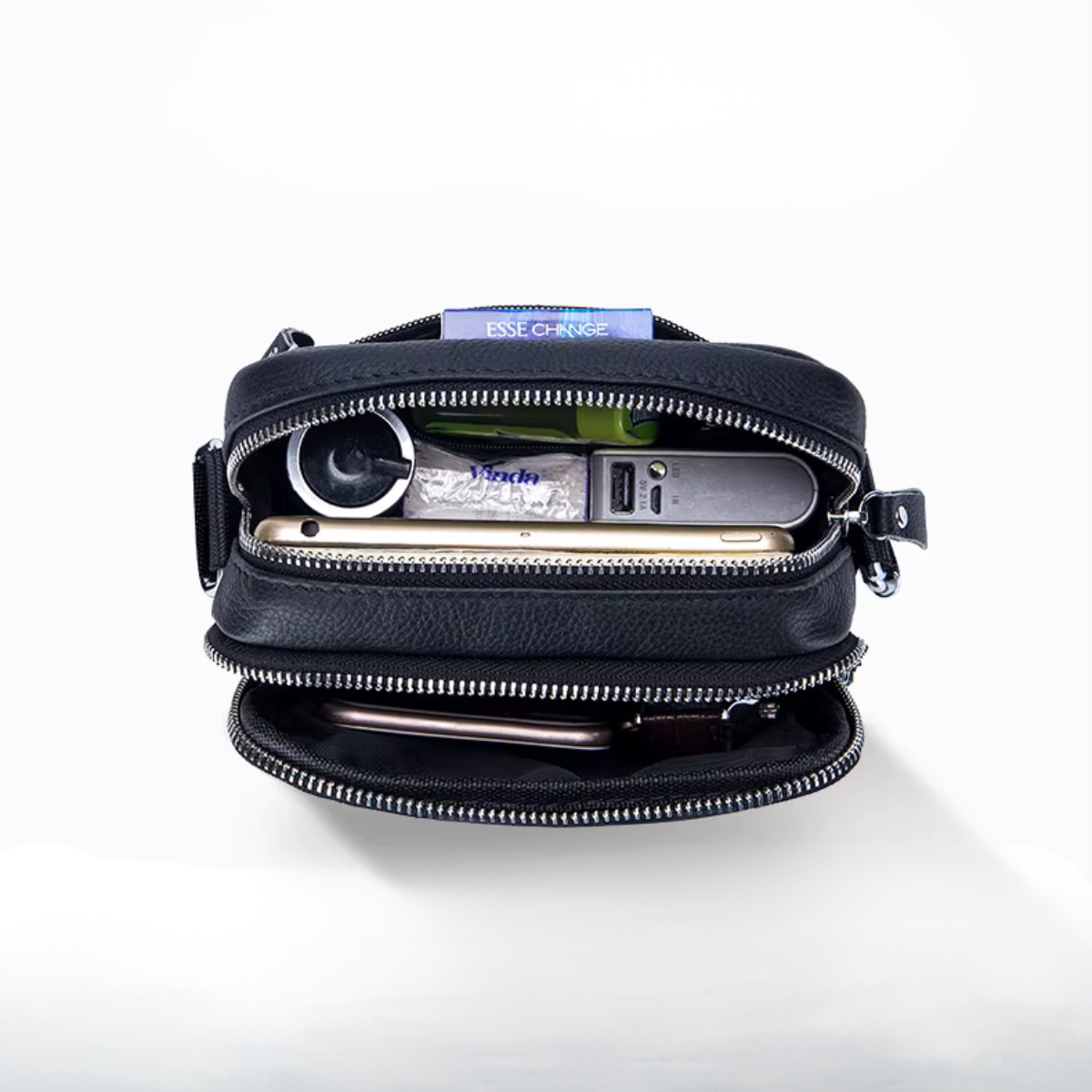 Sacoche homme cuir synthétique bandoulière réglable – Image 9