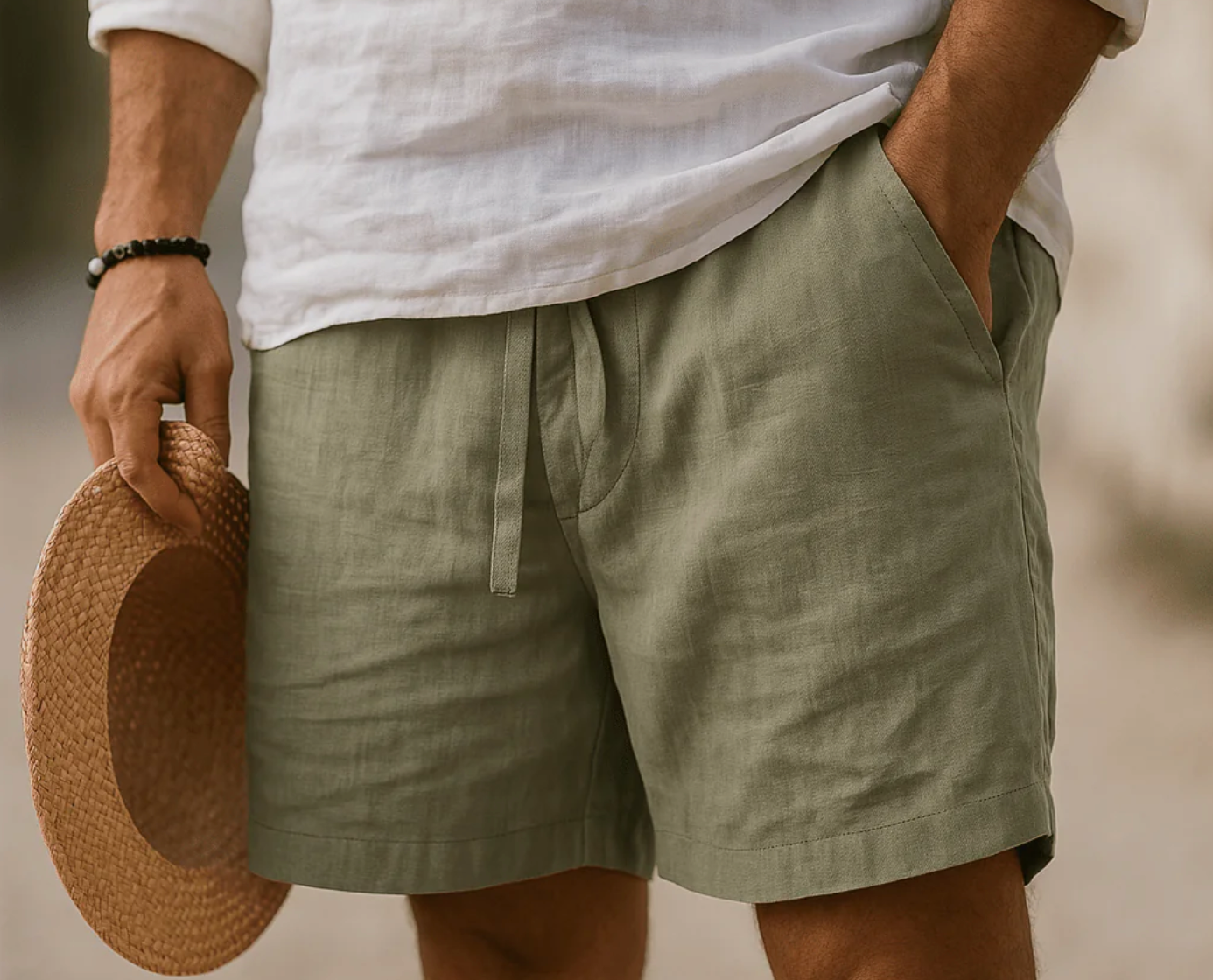 Short homme en lin estival frais et respirant – Image 3