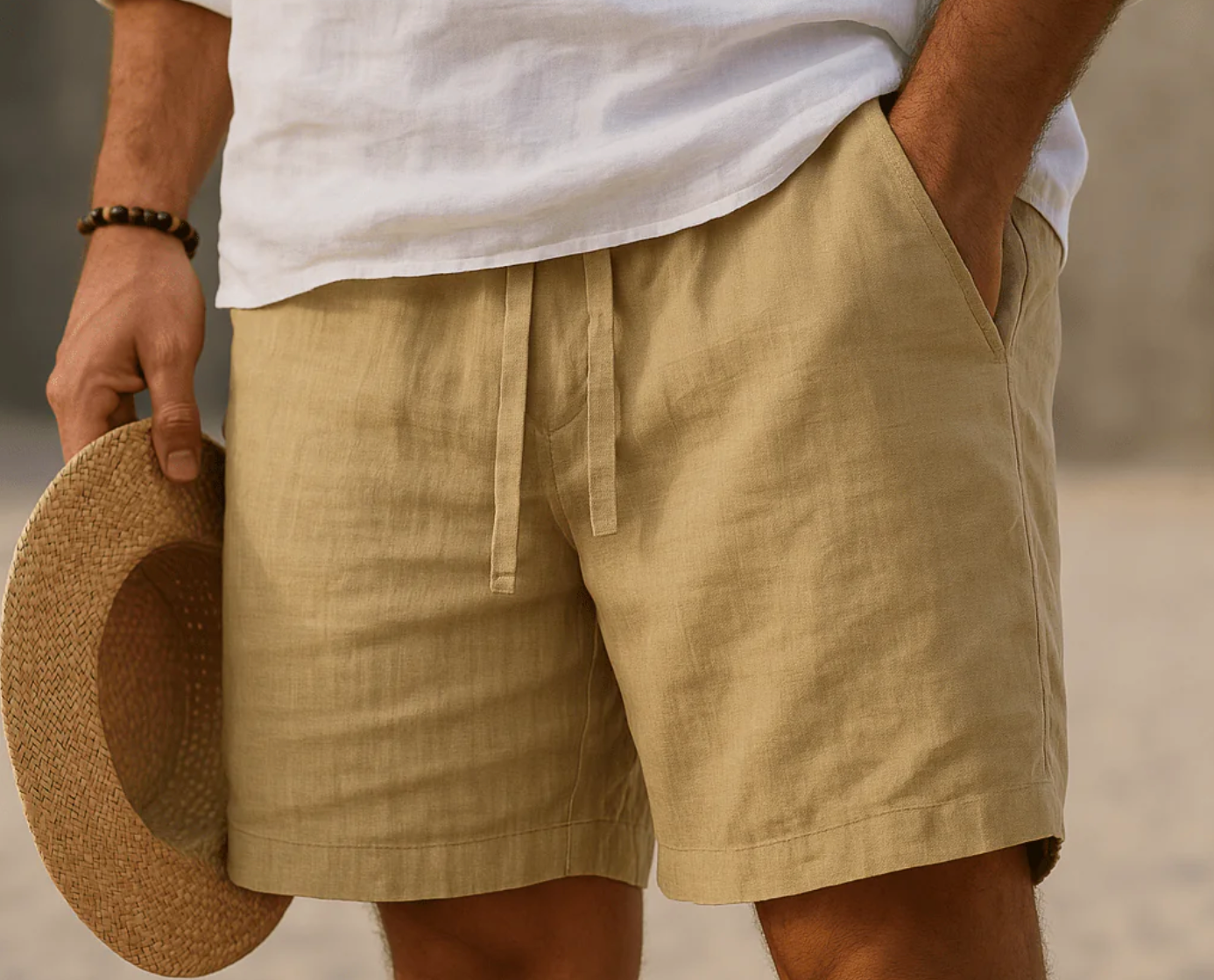 Short homme en lin estival frais et respirant