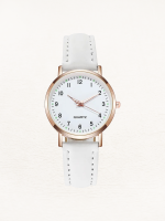 Montre femme à quartz, bracelet en cuir, lisibilité nocturne