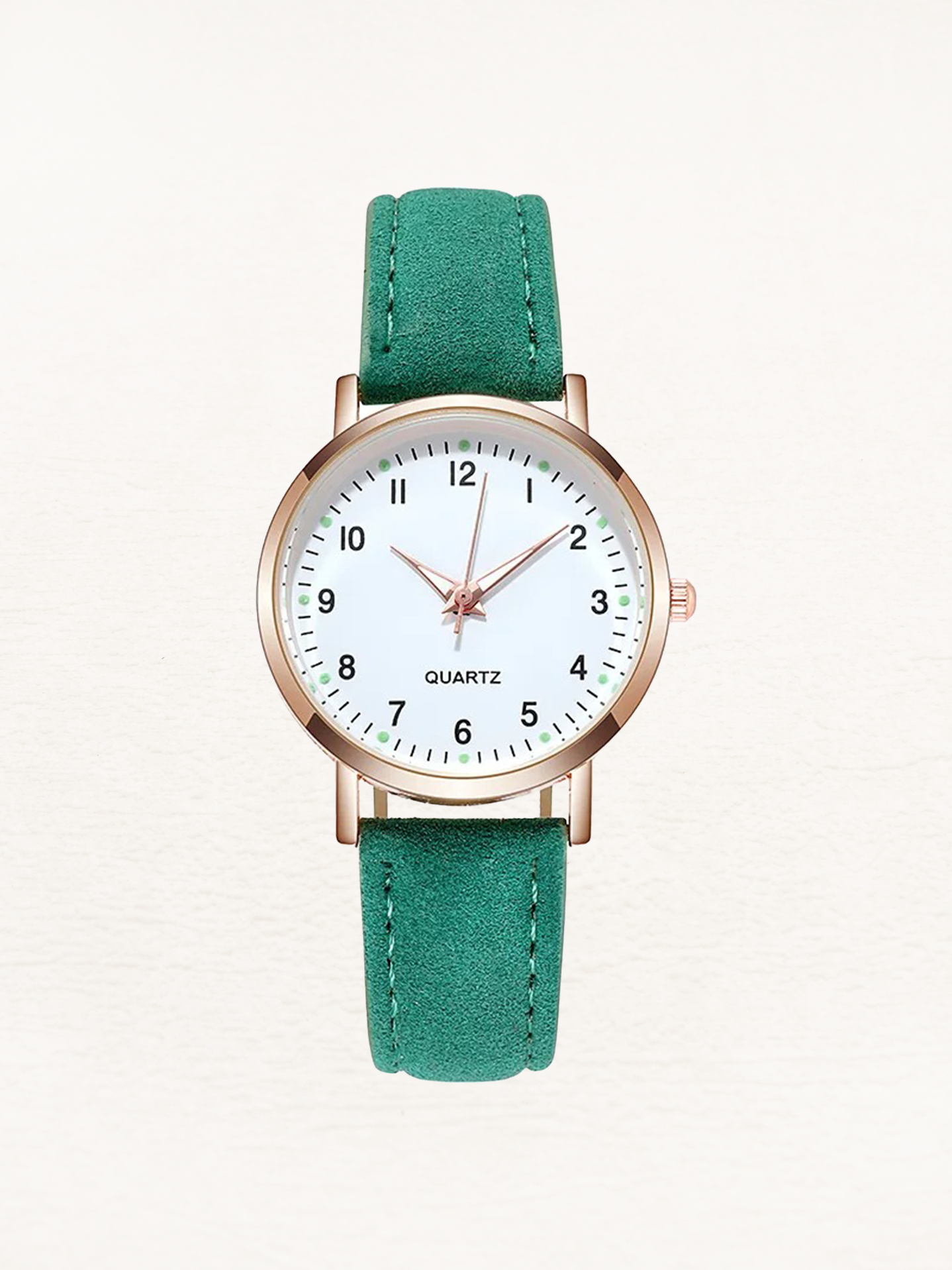 Montre femme à quartz, bracelet en cuir, lisibilité nocturne – Image 3