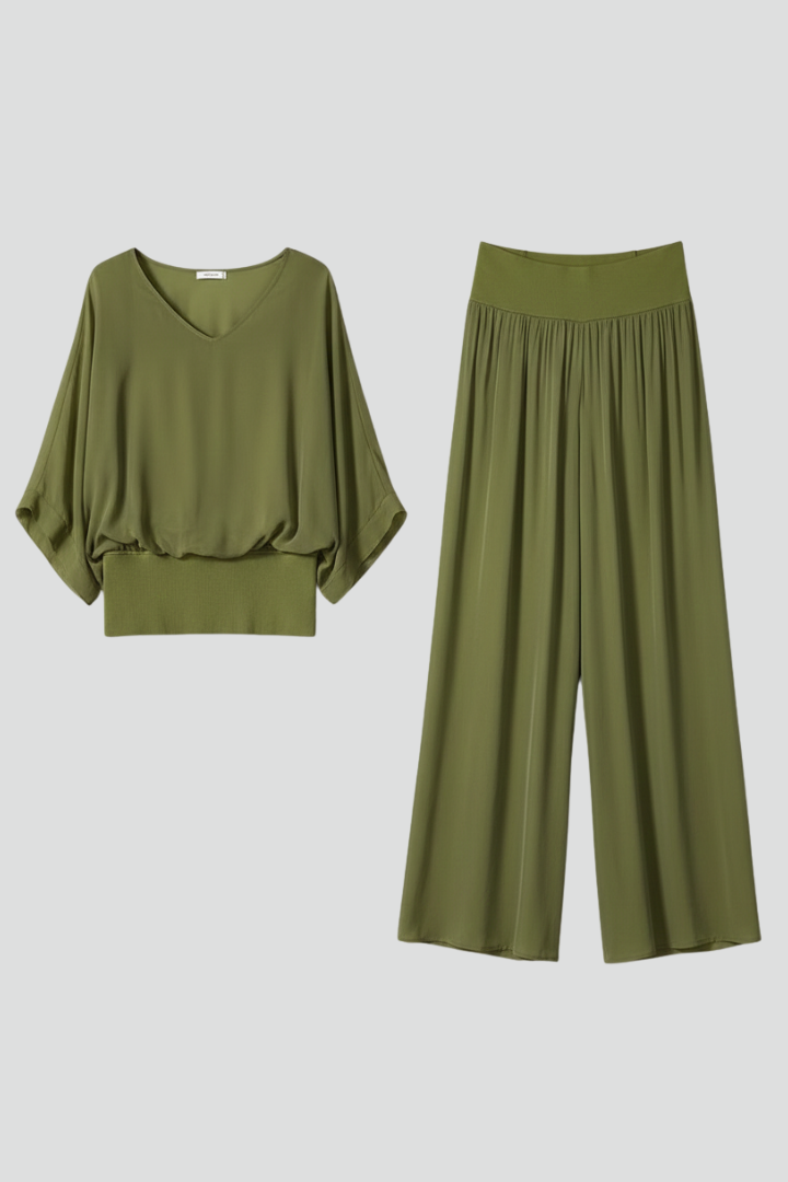 Ensemble fluide femme chiffon jambes larges été – Image 10