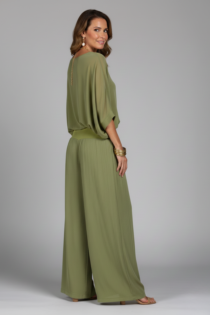 Ensemble fluide femme chiffon jambes larges été – Image 11