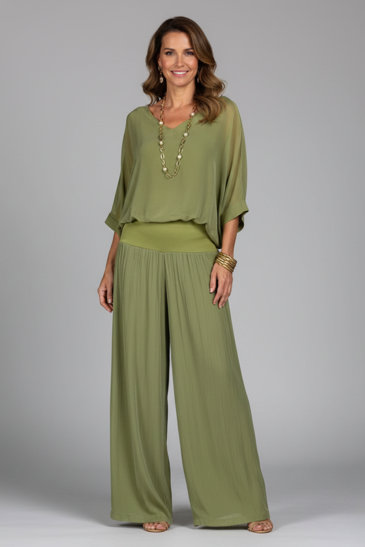 Ensemble fluide femme chiffon jambes larges été