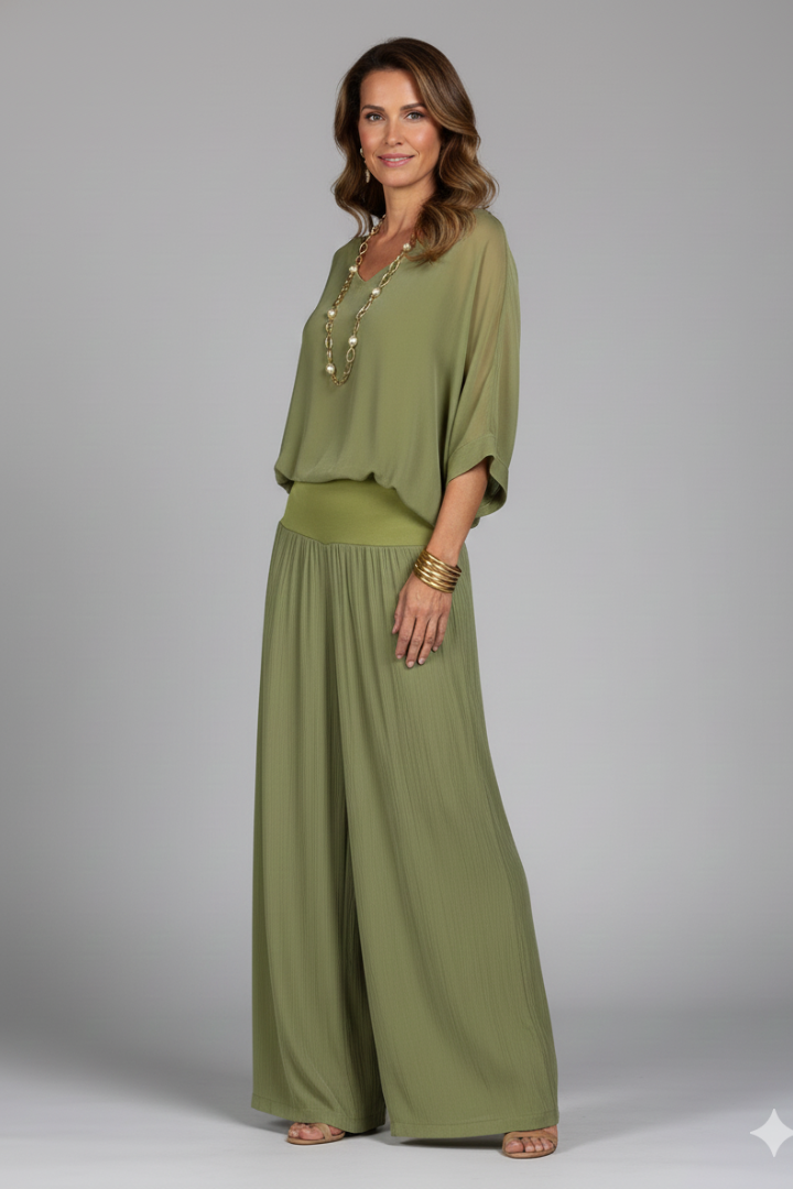 Ensemble fluide femme chiffon jambes larges été – Image 12