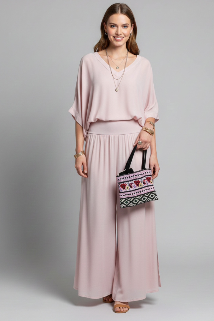 Ensemble fluide femme chiffon jambes larges été – Image 9