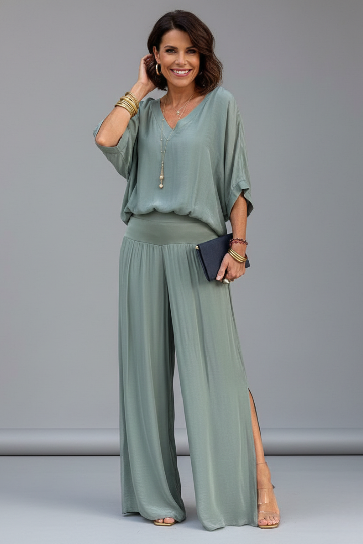 Ensemble fluide femme chiffon jambes larges été – Image 5