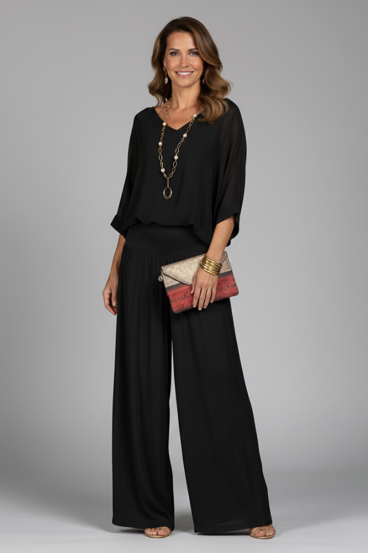 Ensemble fluide femme chiffon jambes larges été – Image 3