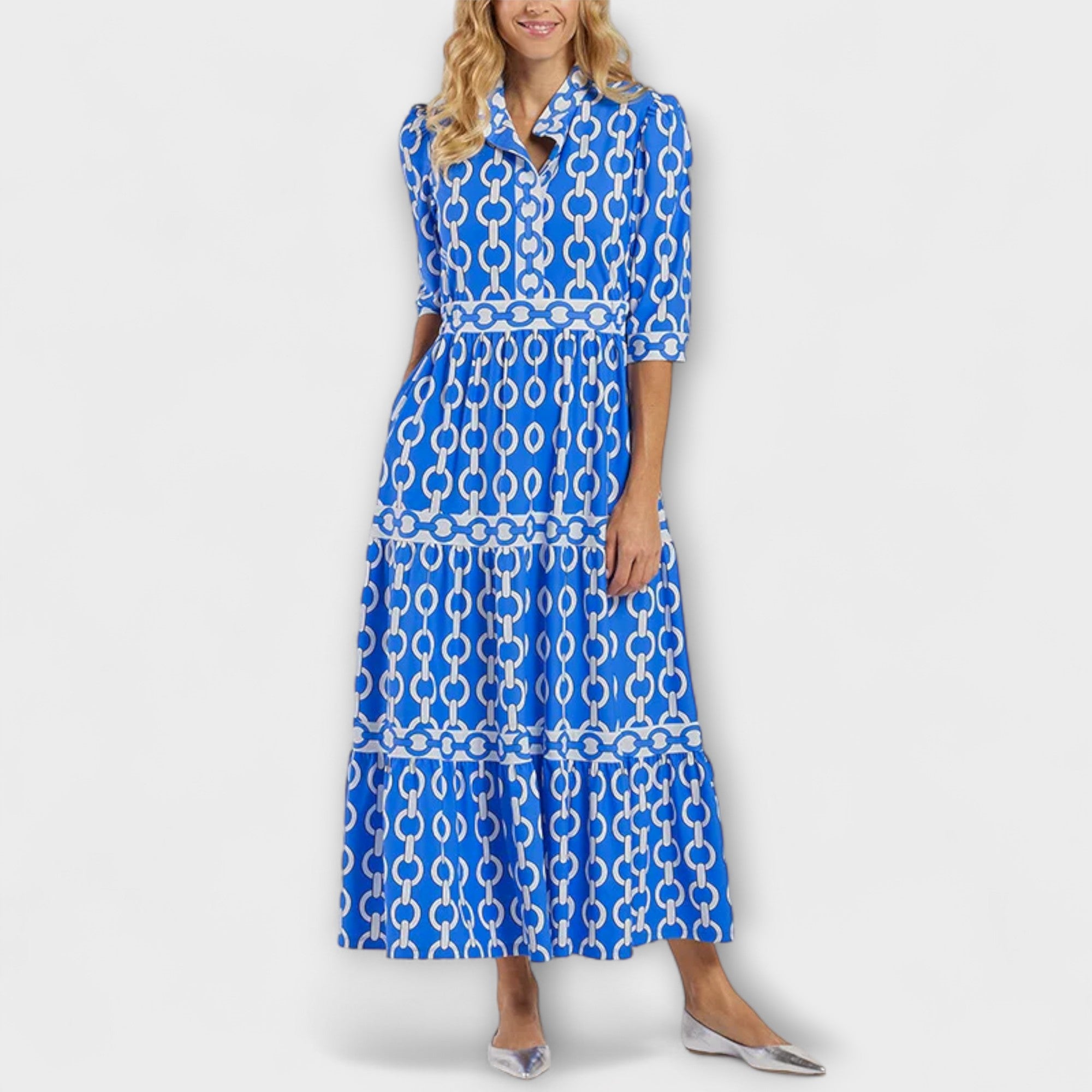 Robe Femme Mi-Longue Motif Chaîne Élégance Quotidienne – Image 8