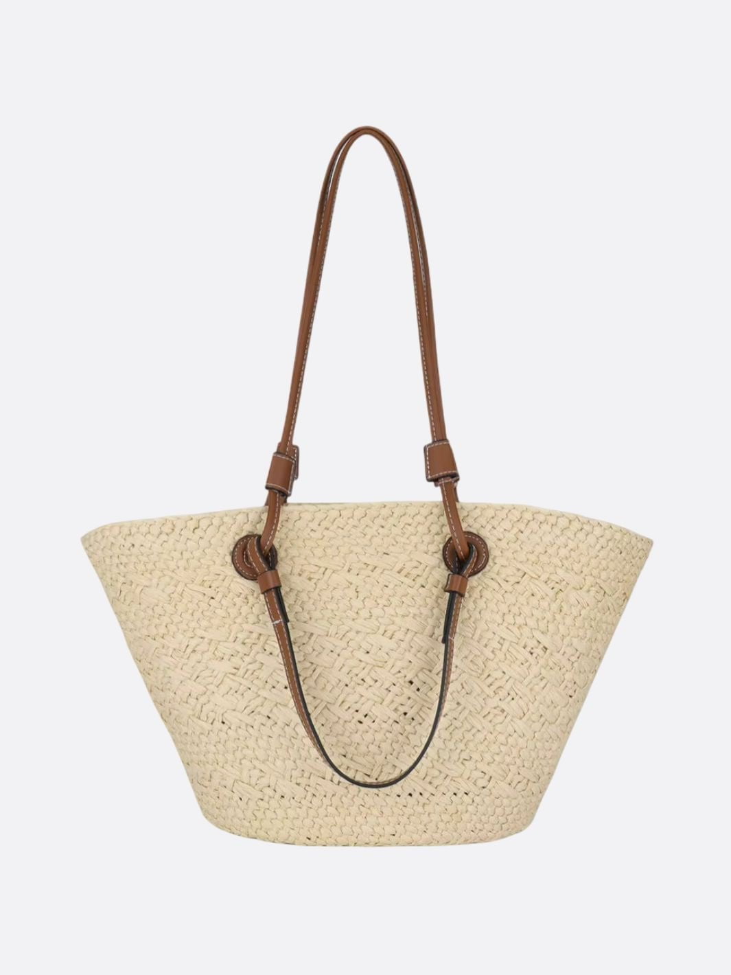 Grand Cabas Femme Paille Cuir pour Plage et Été – Image 2