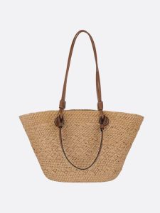 Grand Cabas Femme Paille Cuir pour Plage et Été