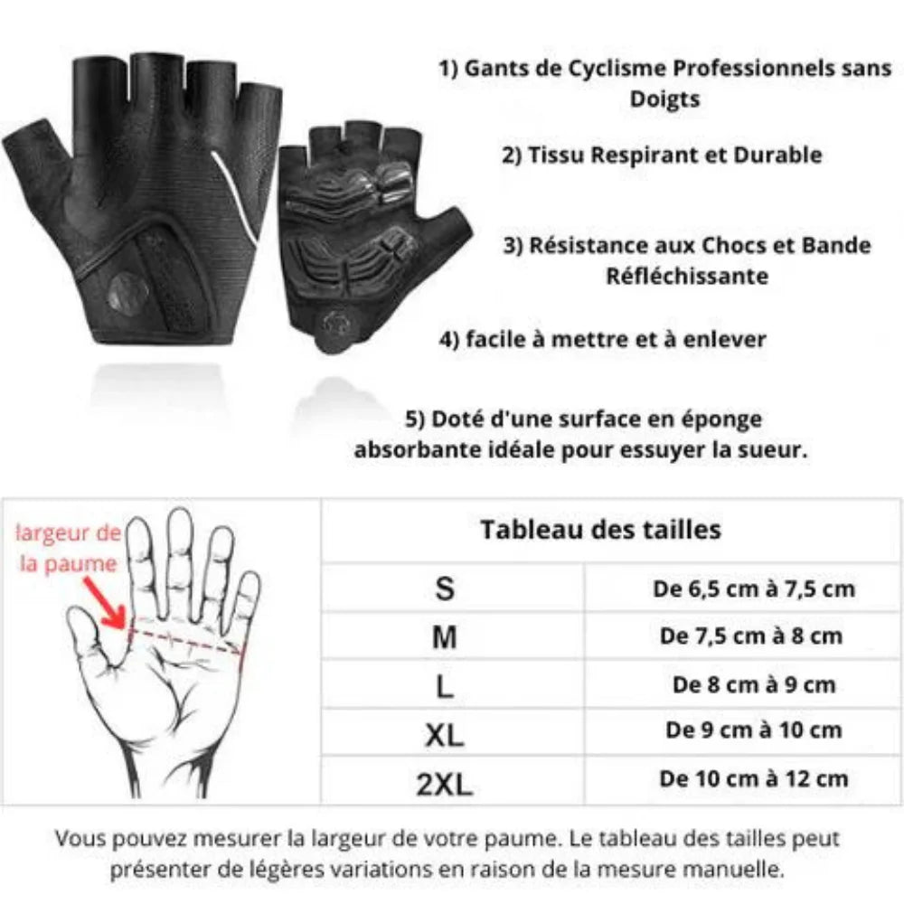Gants Vélo Rembourrés Gel Anti-Choc Confort Route VTT – Image 7