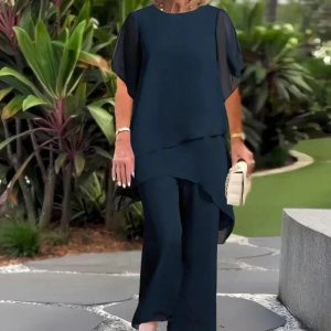 Ensemble femme fluide pantalon tunique décontracté