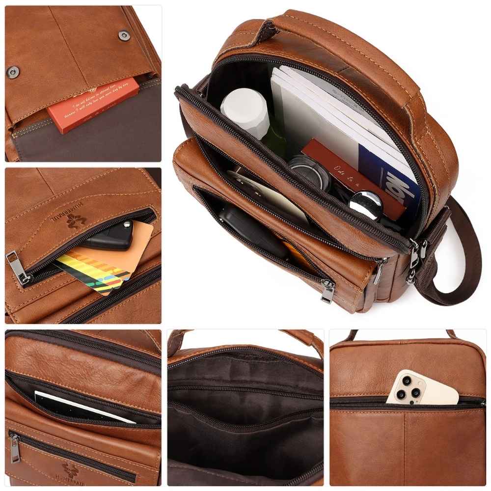Sacoche homme cuir véritable pratique pour le quotidien – Image 7