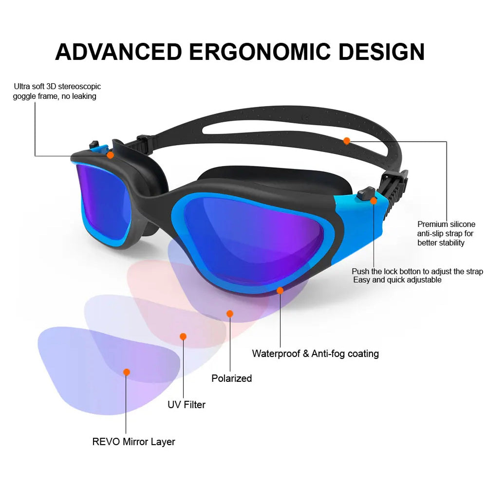 Lunettes de natation polarisées anti-buée vision panoramique – Image 8