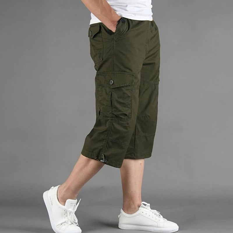 Pantalon homme 3/4 cargo taille élastique poches sécurisées – Image 11