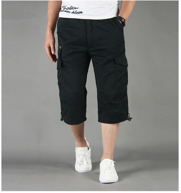 Pantalon homme 3/4 cargo taille élastique poches sécurisées – Image 2