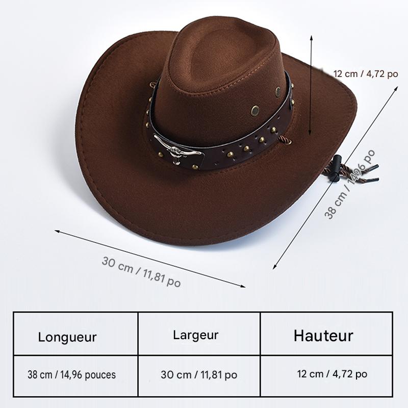 Chapeau Cowboy Cowgirl Daim Artificiel Taille 56-58cm – Image 7