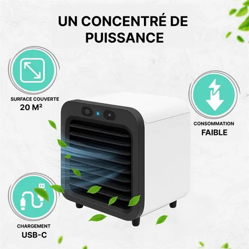 Climatiseur portable USB 3 vitesses autonomie 11h – Image 3