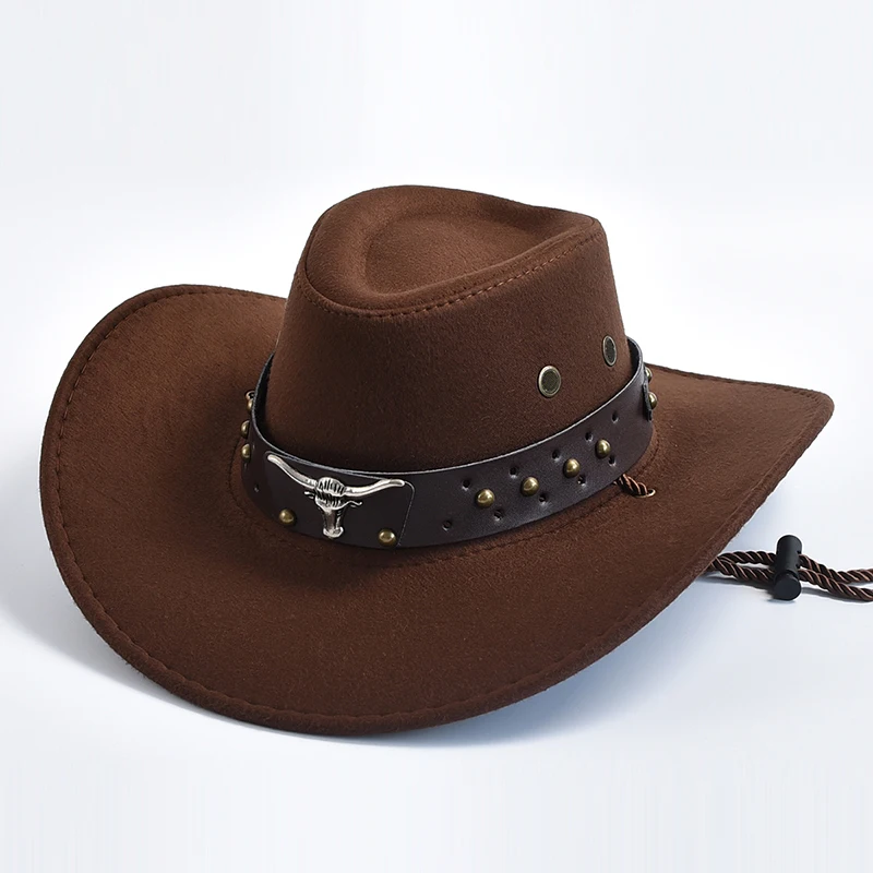 Chapeau Cowboy Cowgirl Daim Artificiel Taille 56-58cm