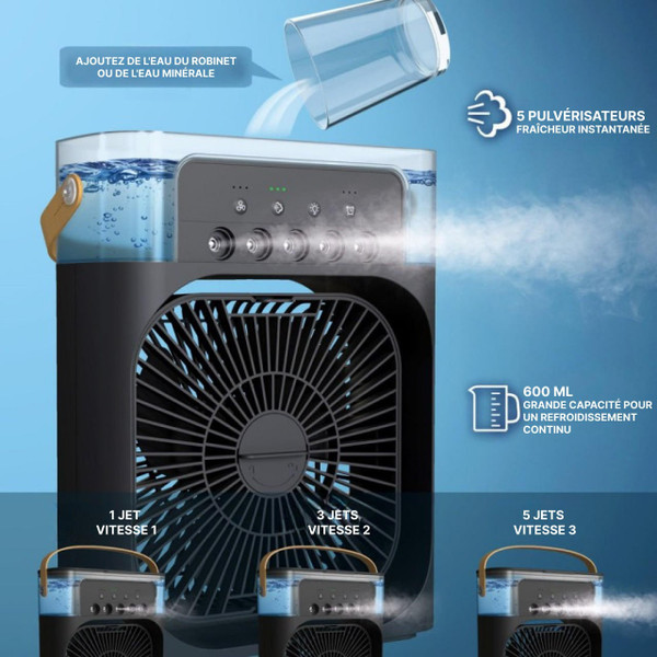 Ventilateur Brumisateur Portable USB 3 Vitesses 600ml – Image 3