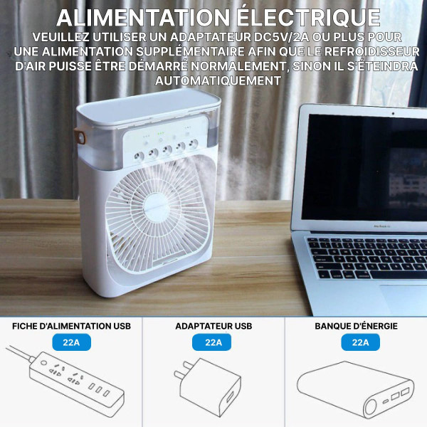 Ventilateur Brumisateur Portable USB 3 Vitesses 600ml – Image 11