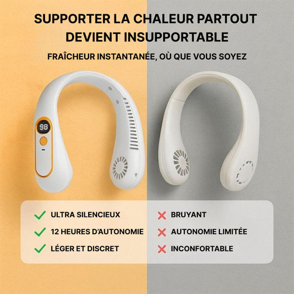 Ventilateur tour de cou rechargeable 12h autonomie USB-C – Image 2