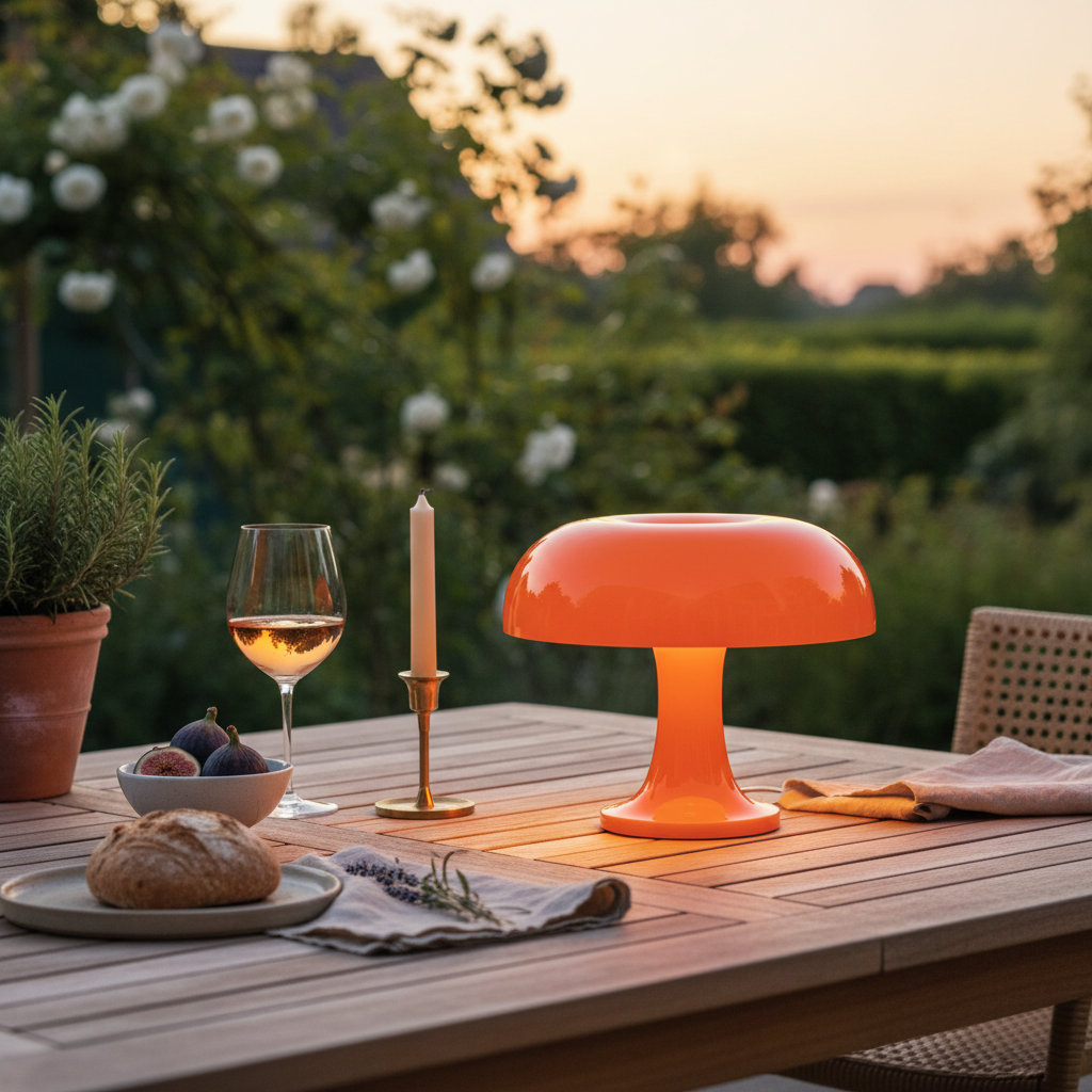 Lampe de table sans fil portable orange brillant 25cm – Image 2