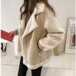 Manteau femme fausse fourrure pelucheuse col rabattu